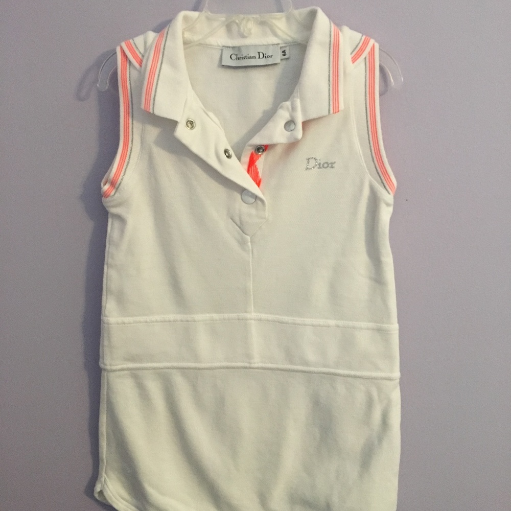 (6A) Christian Dior White Sleeveless Shirt